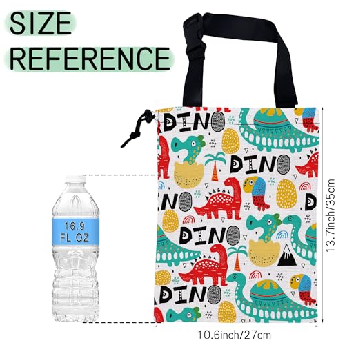Image of Cartoon Dinosaur Car Trash Bag,Palms Hanging Drawstring Car Garbage Bag,Waterproof Canvas Car Back Seat Organizer with Adjustable Buckle,for Vehicles,SUVs,Camping,Road Trips