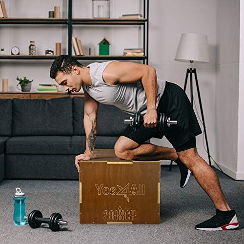 Image of Yes4All Plyo Box, 3-in-1 Wooden Box Jump for Home Gym, Lunges, Squats, Dips