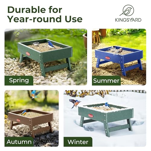 Kingsyard Ground Bird Feeder for Outdoors - Recycled Plastic Platform Feeder for Wild Birds, Squirrels, Chicken, 5 LBS Large Capacity, Brown - Image 5