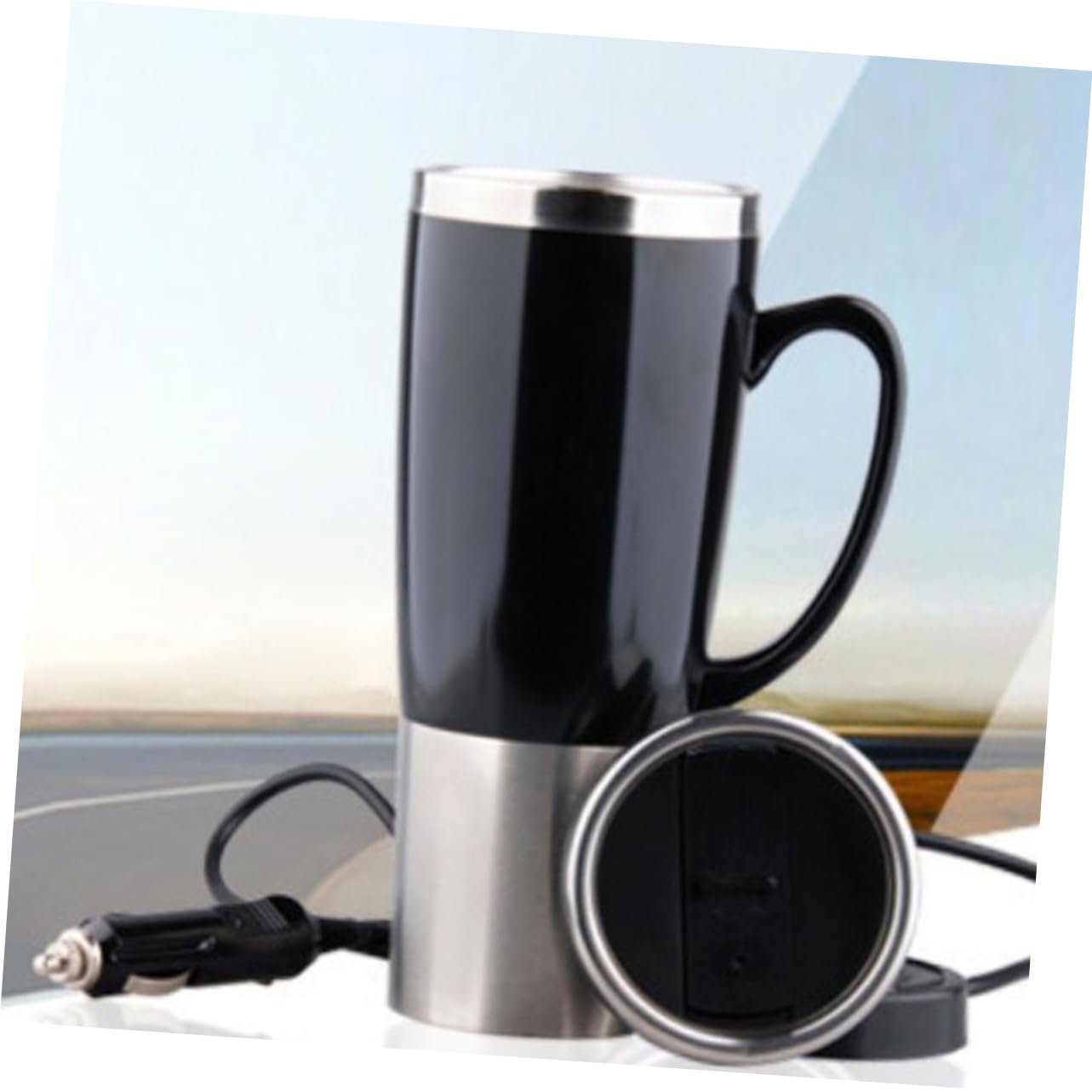 Genérico Hervidor De Agua Calentador De Agua Taza Reutilizable Calentador De Tazas Portátil Taza Plegable Taza De Café Tetera Eléctrica Hervidor De Agua Para Coche Black