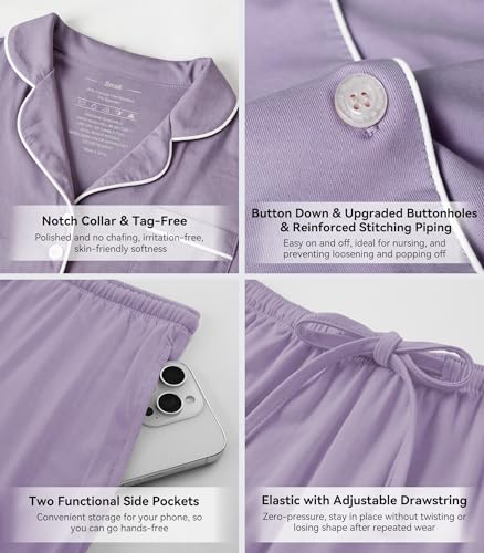 Image of WiWi Viscose from Bamboo Women's Pajamas Set Super Soft Button Down Top and Pants Sleepwear Cooling Pjs S-3X
