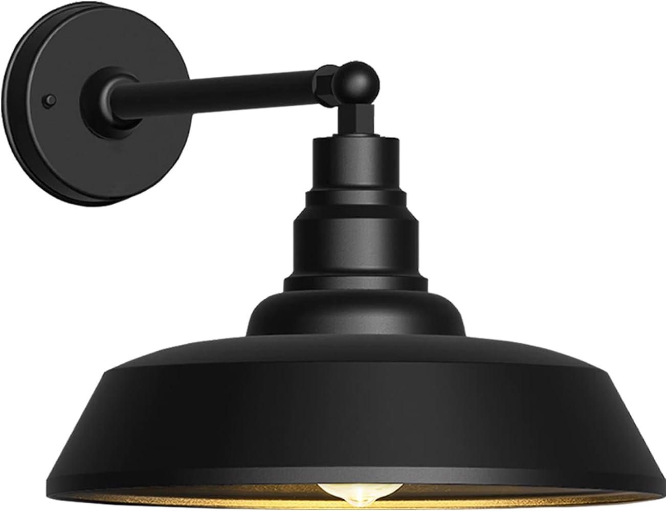 15" Large Outdoor Gooseneck Barn Light - Large Gooseneck Outdoor Light Fixture with Straight Arm, Black Exterior Wall Light Fixture for Farmhouse, Garage Porch Wall Light