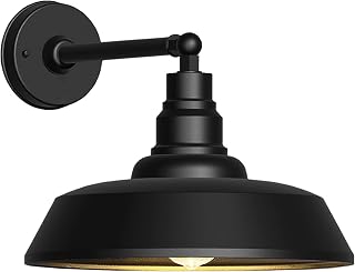 15" Large Outdoor Gooseneck Barn Light, Straight Arm Wall Fixture