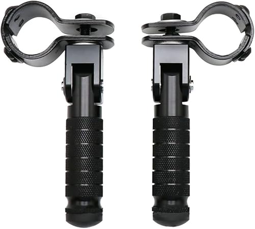 Miniatura 2 de GZYF Estriberas de pie de carretera para motocicleta, pedal plegable negro, universal para motocicleta con núcleo de tubo de 1.181 in-1.260 in,