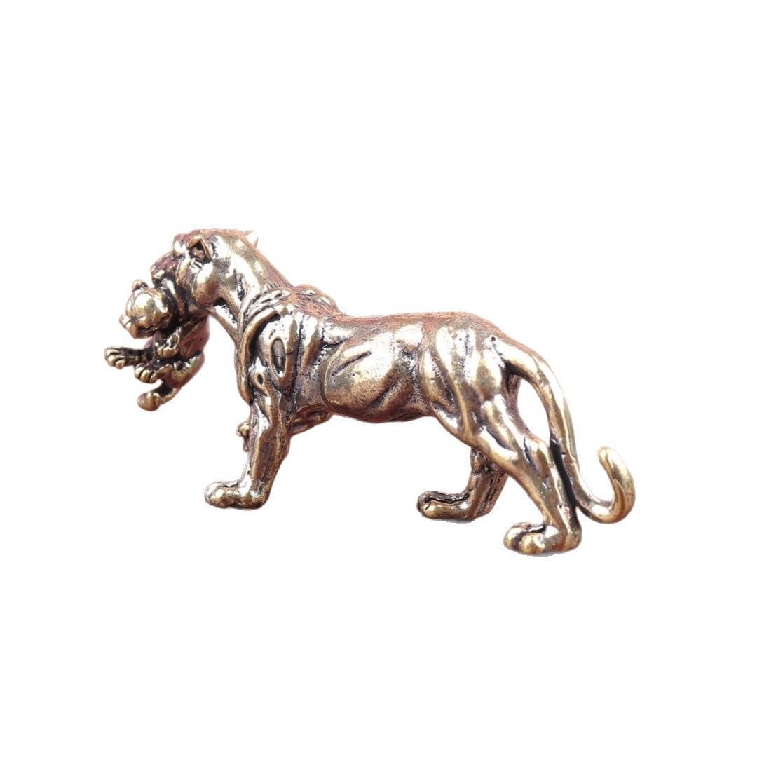 Huffa Brass Pure Tiger Father Desktop Tea Pet Ornament For Home Office Decor