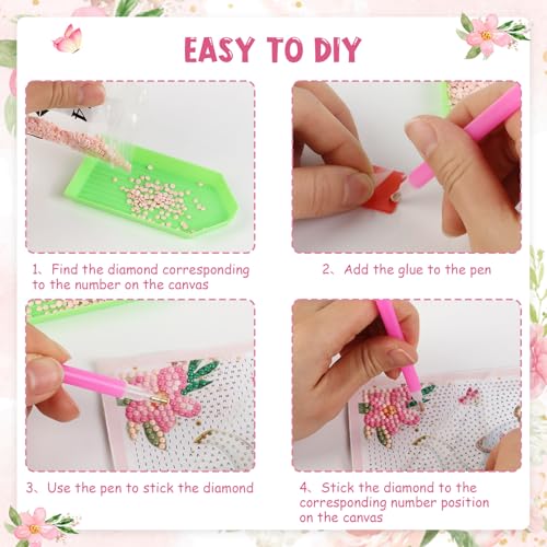 Cheerupp 4 Pcs Floral Tea Party Diamond Art Kits, Garden Teapot DIY Creative Diamond Art Sticker Craft by Number for Adults Beginner, Full Round Drill Gem for Home Wall Decor - Image 4