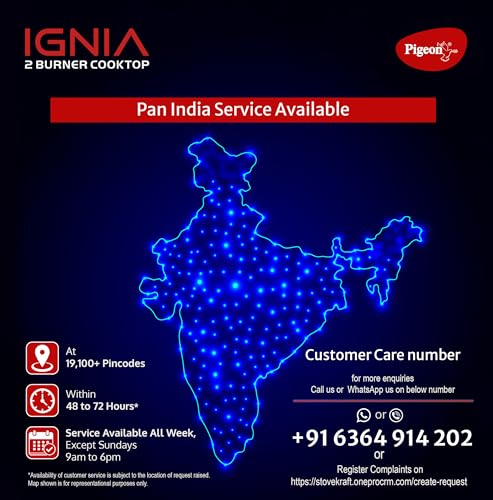 Image of Pigeon Ignia 2 Burner Gas Stove | Brass Burner | Easy Cleaning | Toughened Glass | 2 year Warranty