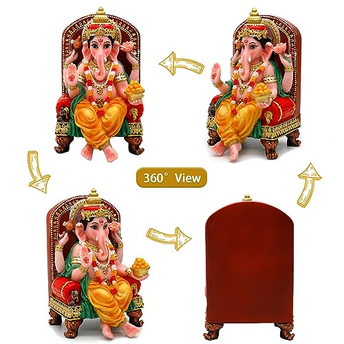 Estatua Ganesha Hindú de Polystone de 7.8 pulgadas miniatura 3