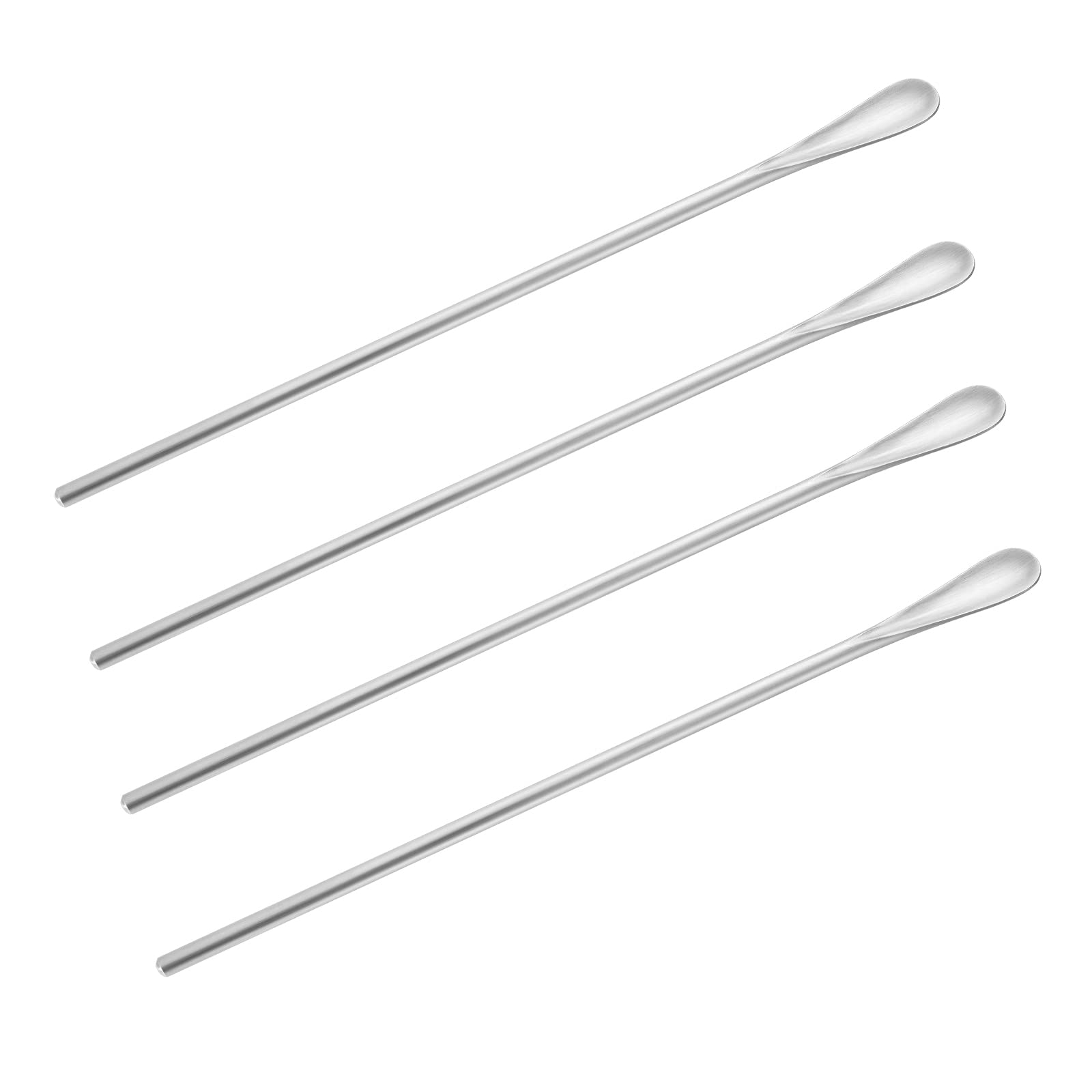 8.5Inch/21.8cm Coffee Stirrers Spoon,Silver Stainless Steel 304# Coffee Stir Sticks,Round Solid Long Handle Cocktail Beverage Iced Tea Stirring Stick,Drink Mixing Spoon,Set of 4