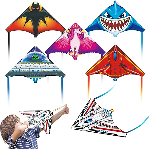 6 Pack Mini Kites for Kids Adults, Finger Launcher Kite for Age 3-5 4-8 8-12, Kids Kites Easy to Fly Ejection Kite, Flying Glider Plane Toys for Beach...