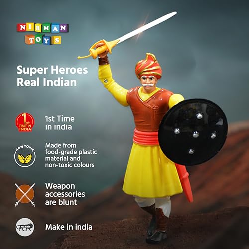 Image of Swarajyache Shiledar - The True Super Hero - 6 Inch Tall Action Figure with Accessories (Subhedar - Old, Yellow)