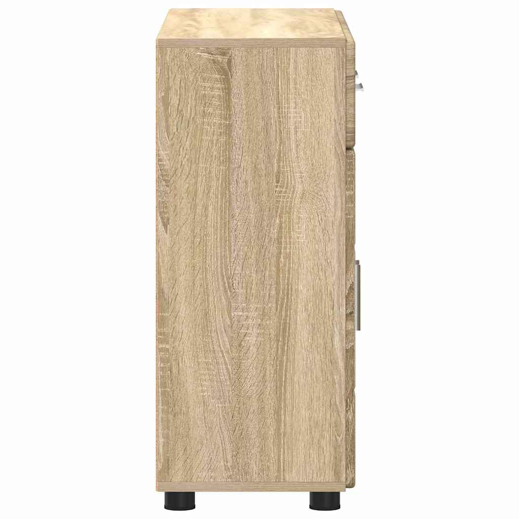 Credenza Florin Sonoma Rovere 88,5 x 30,5 x 73 cm Moderno Armadio in legno con 2 ante a cerniera e 3 ripiani in legno di quercia durevole per soggiorno, corridoio, camera da letto