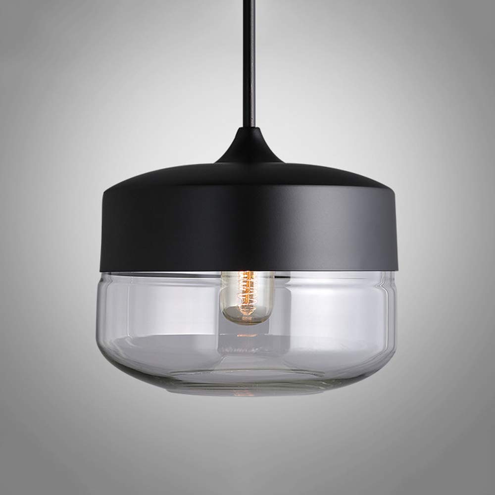 Ganeep Nordic Modern Loft Hanging Glass Pendant Lamp Fixtures E27 E26 LED Pendant Lights for Kitchen Restaurant Bar Living Room Bedroom (Color : Clear-D)