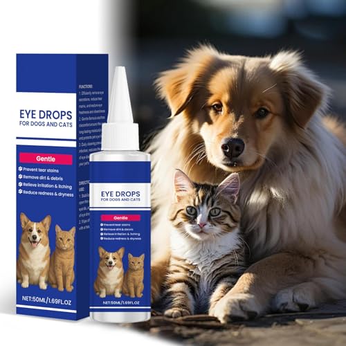 Augentropfen für Hunde und Katzen,Hundeaugentropfen,lindern Augenreizungen und Allergien, helfen bei trockenen Augen und Bindehautentzündungen, Hundetränenfleckenreiniger