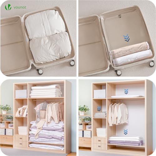 Miniatura 6 de Vounot Bolsas De Almacenaje Al Vacío 13 Unidades, Ahorro Espacio, Bolsa Al Vacio Para Guardar Ropa, Ropa De Cama, Edredones, Almohadas, Mantas