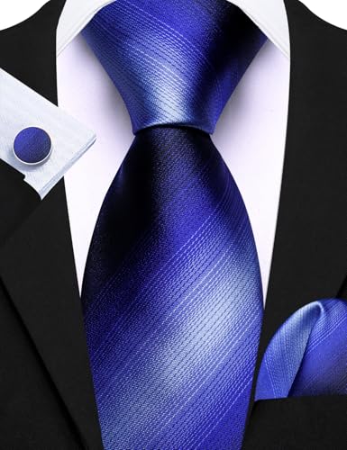Image of Barry.Wang 6 PCS Men Ties Set Silk Business Fashion Woven Necktie Handkerchief Cufflinks Paisley Stripe Wedding Party