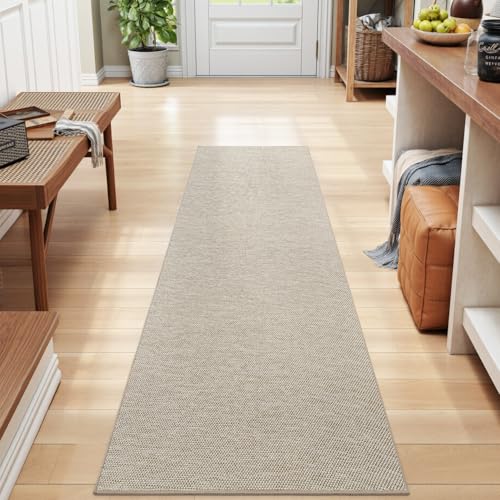 DEXI Alfombra Pasillo 43.5 x 150 cm, Alfombras Cocina Antideslizante Lavable, Absorbente Tapete Corredor para Puerta Interior, Lavadero, Comedor, Beige
