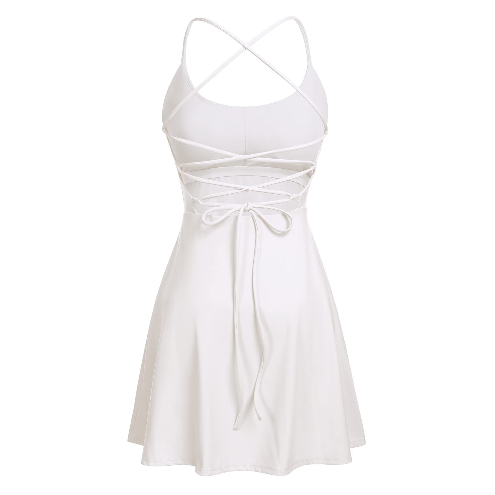 IDOPIP Robe de Tennis Femme avec Soutien-Gorge intégré et Short avec Poches Femme Robe de Sport Golf Athlétiques avec Bretelles Réglables