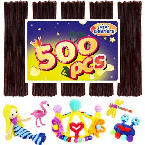 Image of Brown Pipe Cleaners - 500 Count Art & Craft Supplies