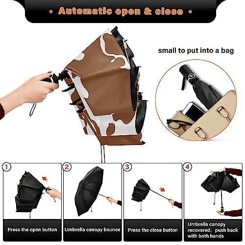 UV-Sun-Umbrella-Cow-Leather-Folding-Umbrella-Compact-Automatic-Open-Close-Skin-Pattern-Large-Inverted-Travel-Umbrella-for-Rain-Windproof-Portable-UV-Protection-Reverse-Umbrella-for-Women-Men-Outsid UV Sun Umbrella Cow Leather Folding Umbrella Compact Automatic Open Close Skin Pattern Large Inverted Travel Umbrella for Rain Windproof Portable UV Protection Reverse Umbrella for Women Men Outsid