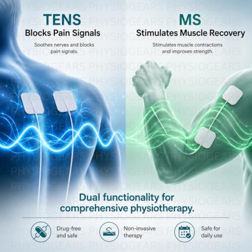 Image of Medgears Mini Tens+MS Transcutaneous Electrical Nerve Stimulation Tens Muscle Stimulator Machine for Physiotherapy electrotherapy combo for all Pain Relief (Self-Adhesive Pad)