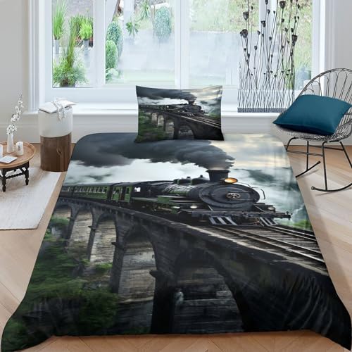 Housse de couette train 3D avec fermeture éclair literie microfibre - 2