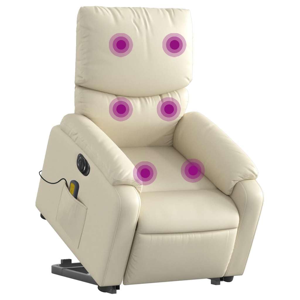Sillón elevador eléctrico reclinable con masaje por vibración, 6 puntos de masaje, función de elevación e inclinación de 135°, estructura de madera y metal, bolsillo lateral