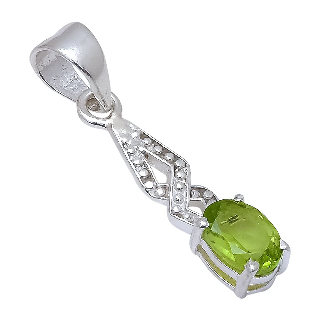Peridot Natural Gemstone 925 Sterling Silver Pendant(1.5 gm)-image-10