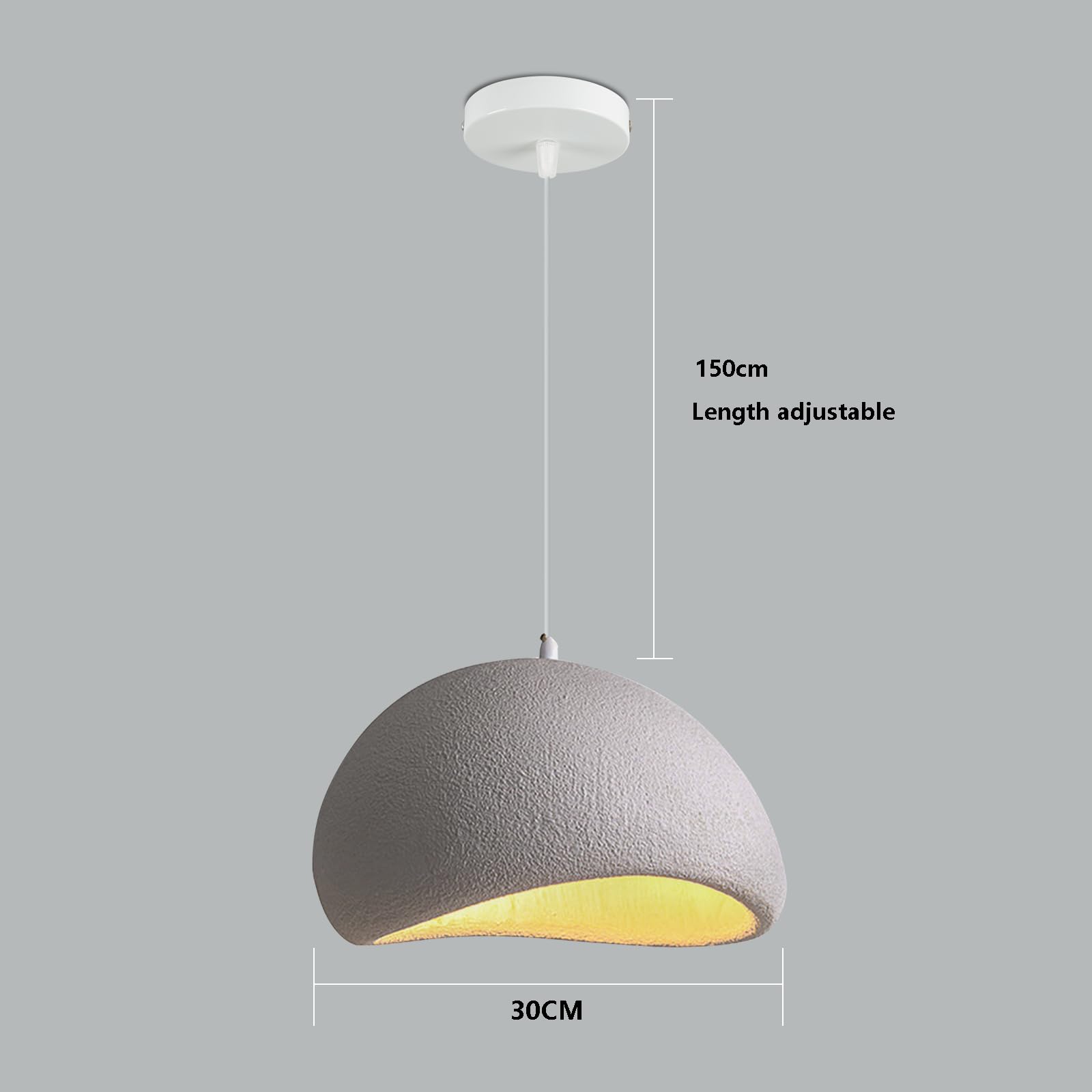 Kreatywna nordycka lampa wisząca z osłoną z symulowanego kamienia, lampa wisząca E27 z regulowanym oświetleniem sufitowym, do sypialni, jadalni, salonu, szary