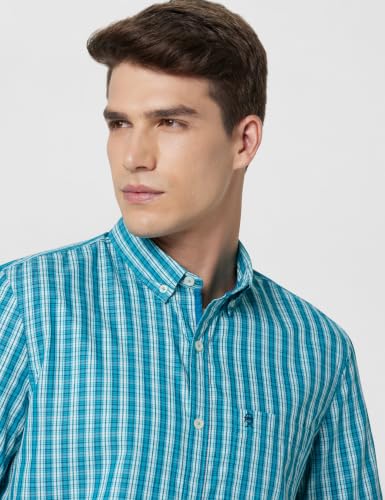 Image of Thomas Scott Men's Checkered Regular Fit 100% Cotton Casual Shirt with Button Down Collar and Half Sleeve