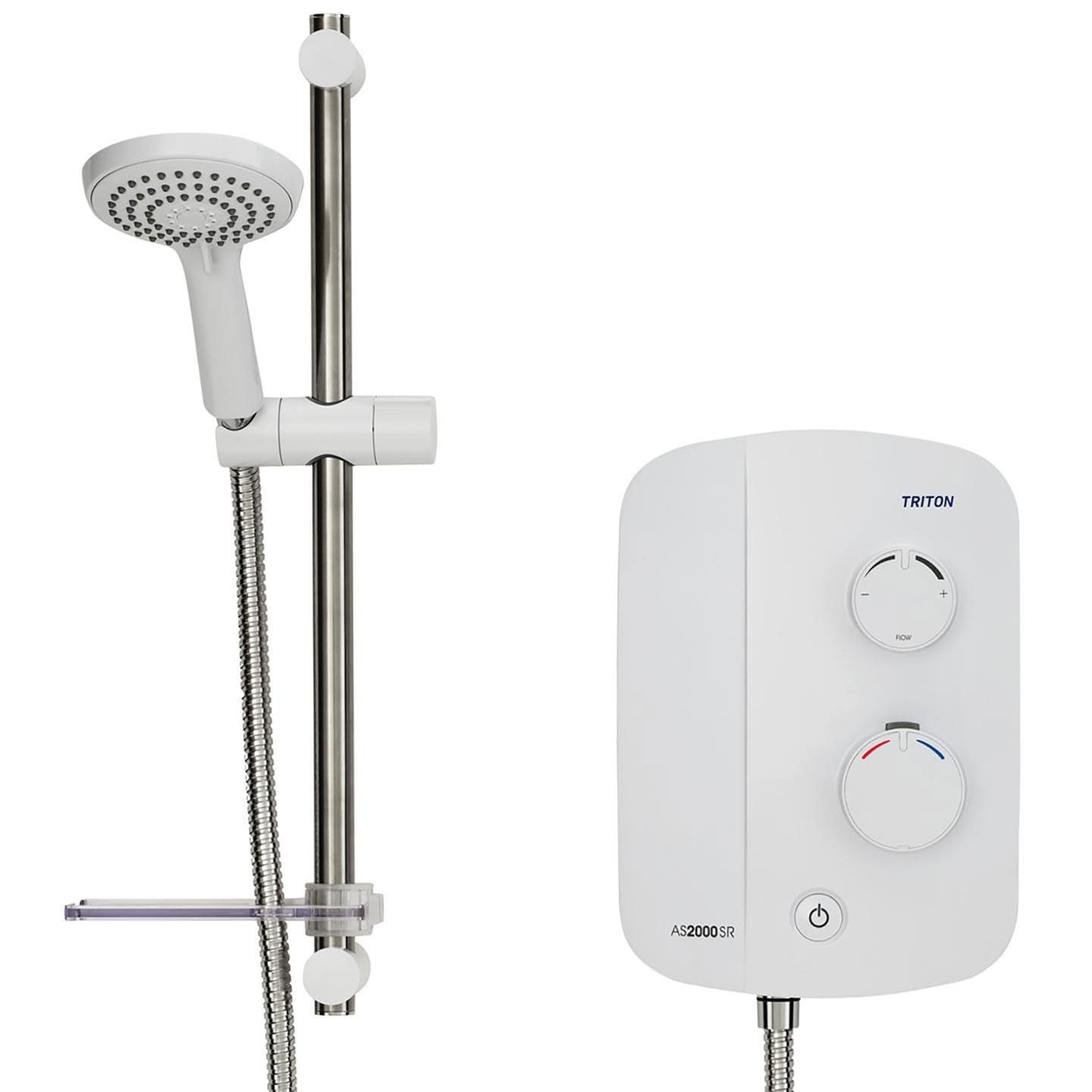 Triton AS2000SR Silent Running Thermostatic Power Shower White & Chrome Novel SR