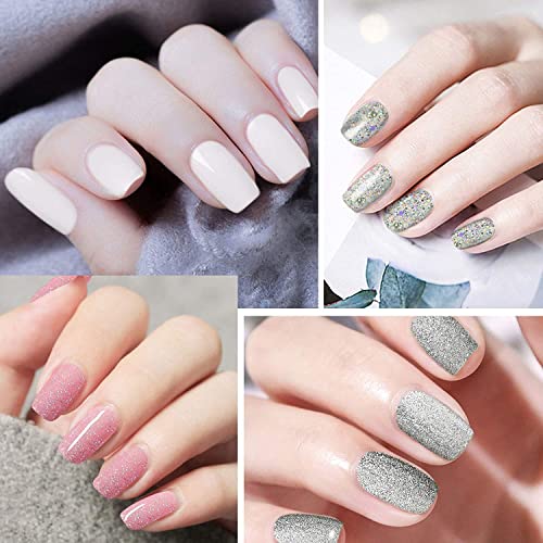 GELFAVOR UV Nagellack Set, Glitter Gel Nagellack Grau Weiß Rosa Farben LED Shellac Nagellack DIY Maniküre 6 Stück 8ml – Bild 4