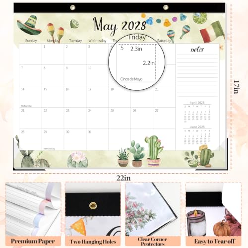 Image of GuassLee Large Desk Calendar 2027-2028, 18 Months, 22 inch x 17 inch