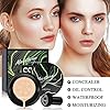 Air Cushion CC Cream Mushroom Head Foundation, Moisturizing BB Cream Makeup Long Lasting Matte Concealer (Ivory)