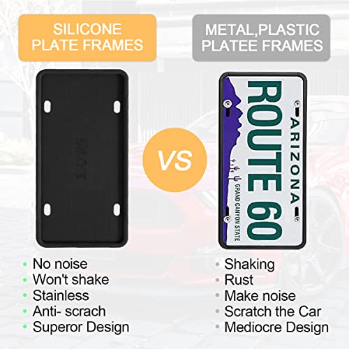 Car License Plate Frame, 2 PCS Anti-Theft Universal Silicone License Plate Frame for Cars, SUVs, Vehicles, Rustproof License Plate Frame, Auto Accessories for Men & Women (Black/2PCS) by YALOK - Image 5