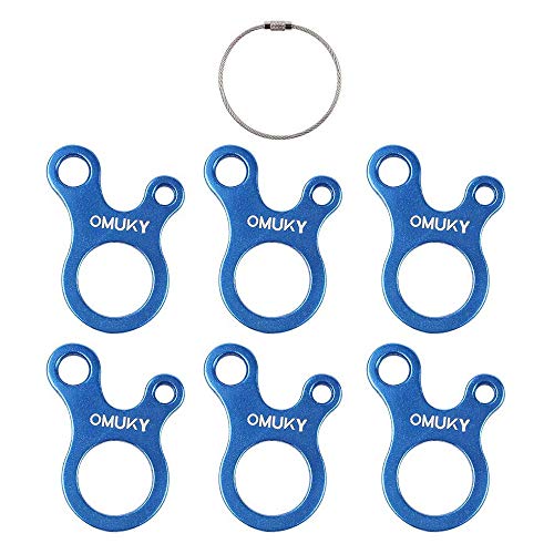 OMUKY Tendeur de corde à vent en aluminium pour camping, randonnée (6 pièces, forme d'escargot, bleu) Cover