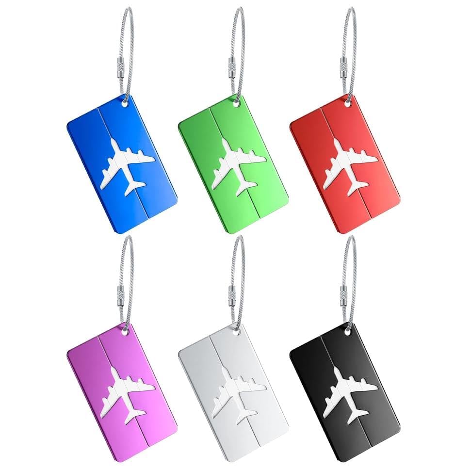 SNEHIDA 6 Pack Luggage Tags,Travel Bag Tags with Aluminum Suitcase Tags,Baggage Tags for Luggage for Flight,Metal Luggage Tags Handle Wraps Travel Identification Labels Bag Tag (Multicolour)-image-27