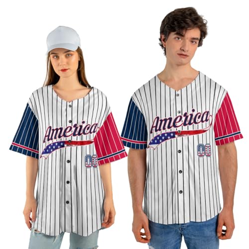 Personalized USA Baseball Jersey for Men, American Flag Shirt USA Baseball Jersey for 4th of July, Independence Day Shirt miniatura 2