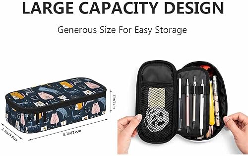 Miniatura 8 de Estuche para lápices de notas musicales, gran capacidad, bolsa de maquillaje para oficina, universidad, color blanco y negro