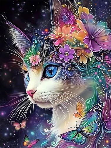 Peinture par numéros adulte chat décoration murale design pour salon et chambre