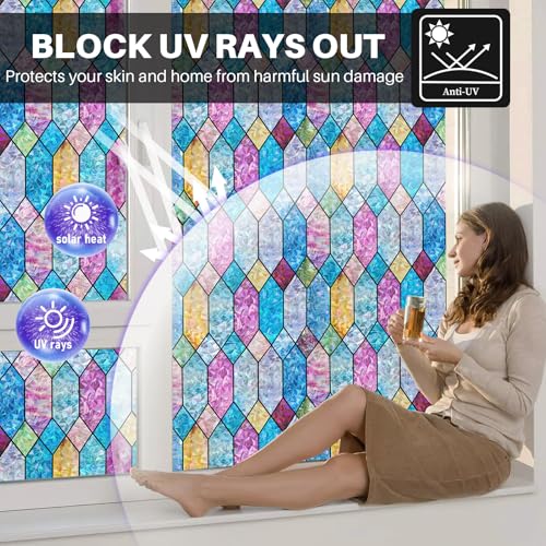 Película decorativa para ventana con privacidad, 17.3 x 78.7 pulgadas miniatura 4