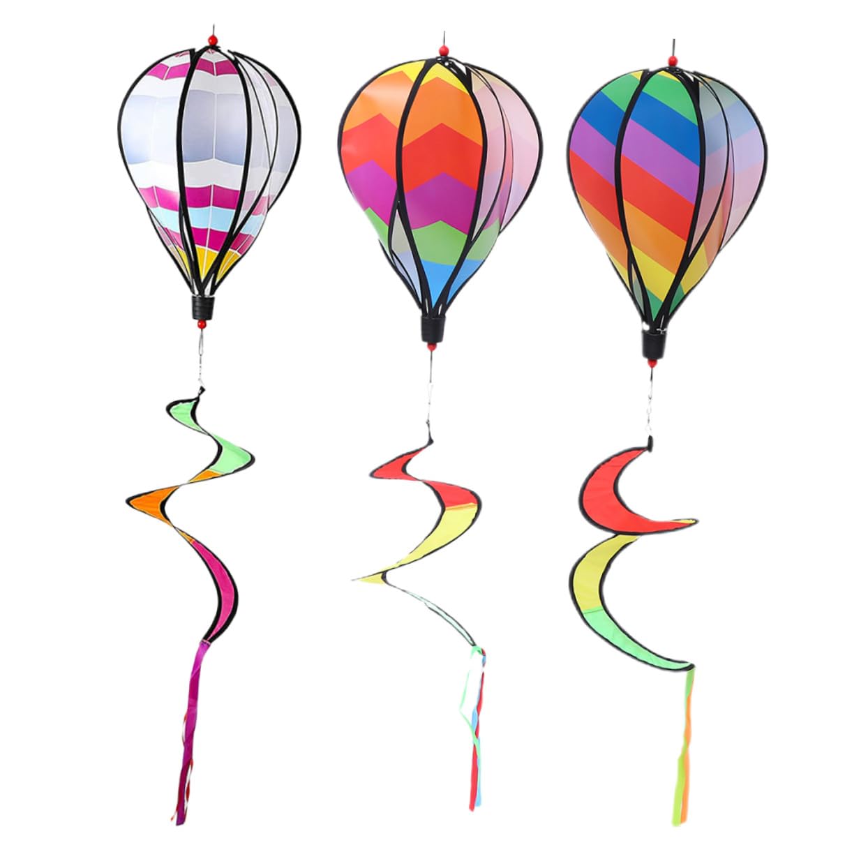 3 pièces Décoration Suspendue Moulin à Vent Montgolfière Coloré Ornement Rotatif pour Jardin Patio Fête et Mariage et Attrayant
