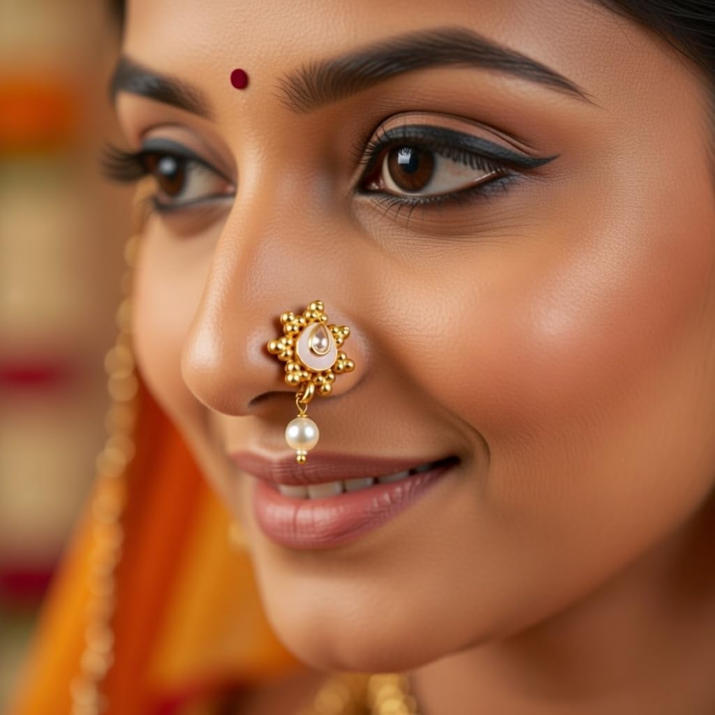 Efulgenz Indian Jewelry Nath Fake Nose Ring Stud Pin Non Piercing for Women