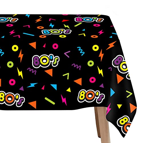 Image of 80's Party Decorations Tablecloth, Disposable 80's Theme Party Supplies Table Cover, 80s Birthday Table Cloth Decorations Supplies, 3 Pack, 54in x 108in