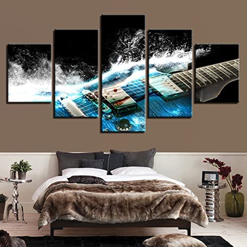 Toile guitare moderne grand format pour décorer un salon chaleureux