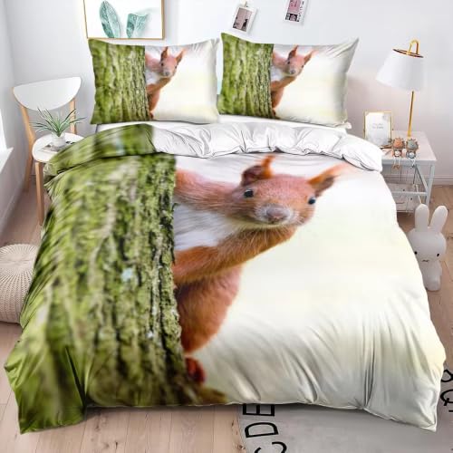Parure de lit écureuil 240x260 en microfibre premium douce pour adulte