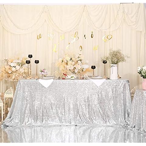 Eternal Beauty Sparkly Sequin Tablecloth 127 x 203 cm Cover