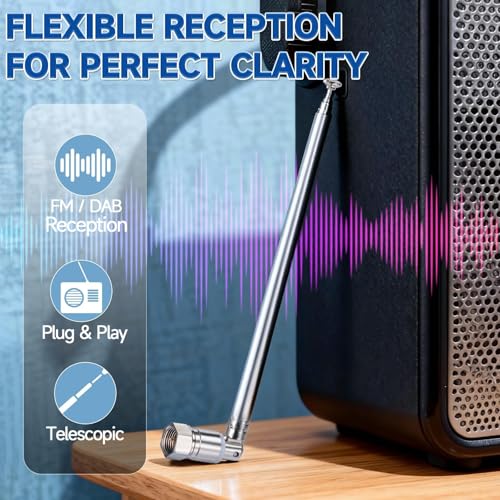 Bingfu DAB FM UKW Radio Antenne 75 Ohm Unbal Teleskopantenne Zimmerantenne Kompatibel mit Yamaha Denon Pionier Marantz Bose Wave Musiksystem Stereo-Innenempfänger Audio-Radio-AV-Empfänger