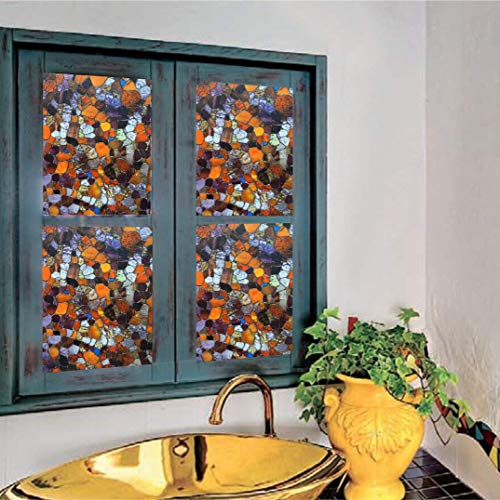 Image of ELTON Vinyl Self Adhesive Decorative Heat Control Anti UV 3D Privacy Film for Bathroom Door Window (Multicolour, 2 x 50 feet)