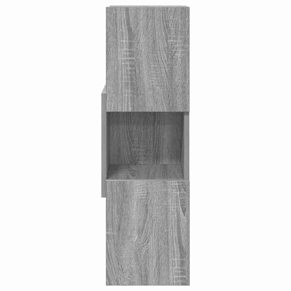 Eckschrank Graues Sonoma 25,5x25x80 cm, Modernes Eckregal aus Holzwerkstoff mit 3 Ebenen, Platzsparendes Standregal für Wohnzimmer Flur und Büro, Schmales Nischenregal